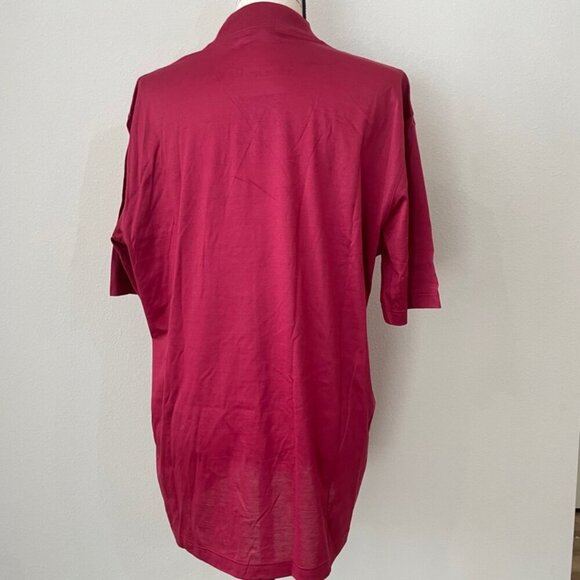 MAUS & HOFFMAN MOCK NECK SHIRT ROMANO COTTON MADE IN ITALY SZ L FUCSIA DEEP - Picture 12 of 16